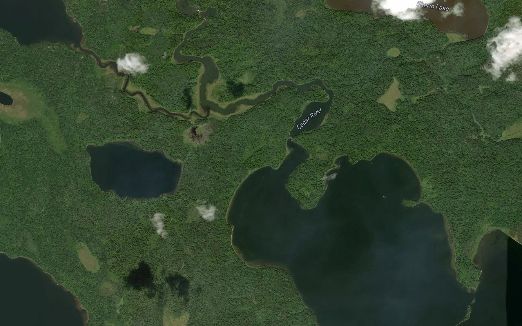 Satellite map of the Anishinabi River