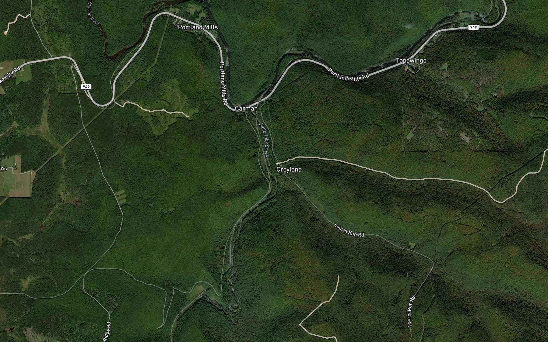 Satellite map of the Bearmouth Run