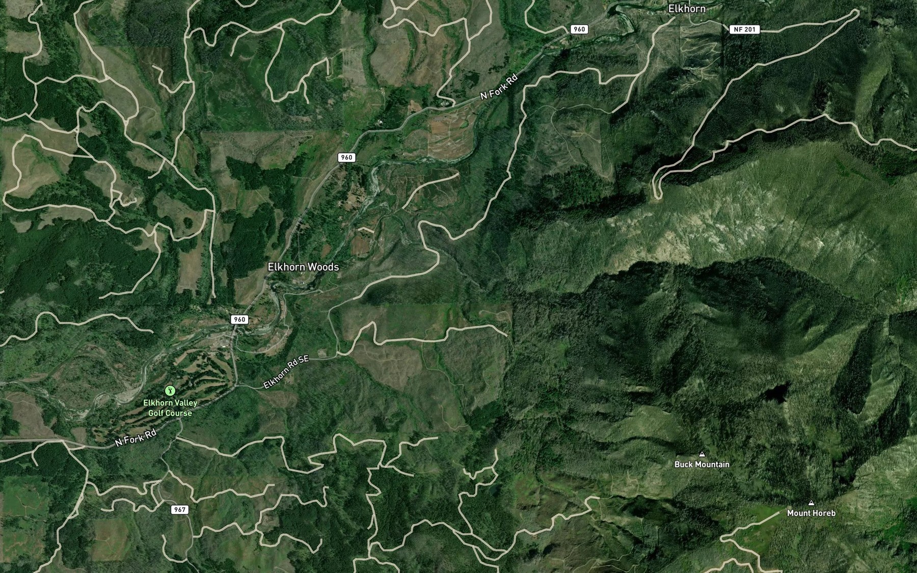 Satellite map of the Buck Creek