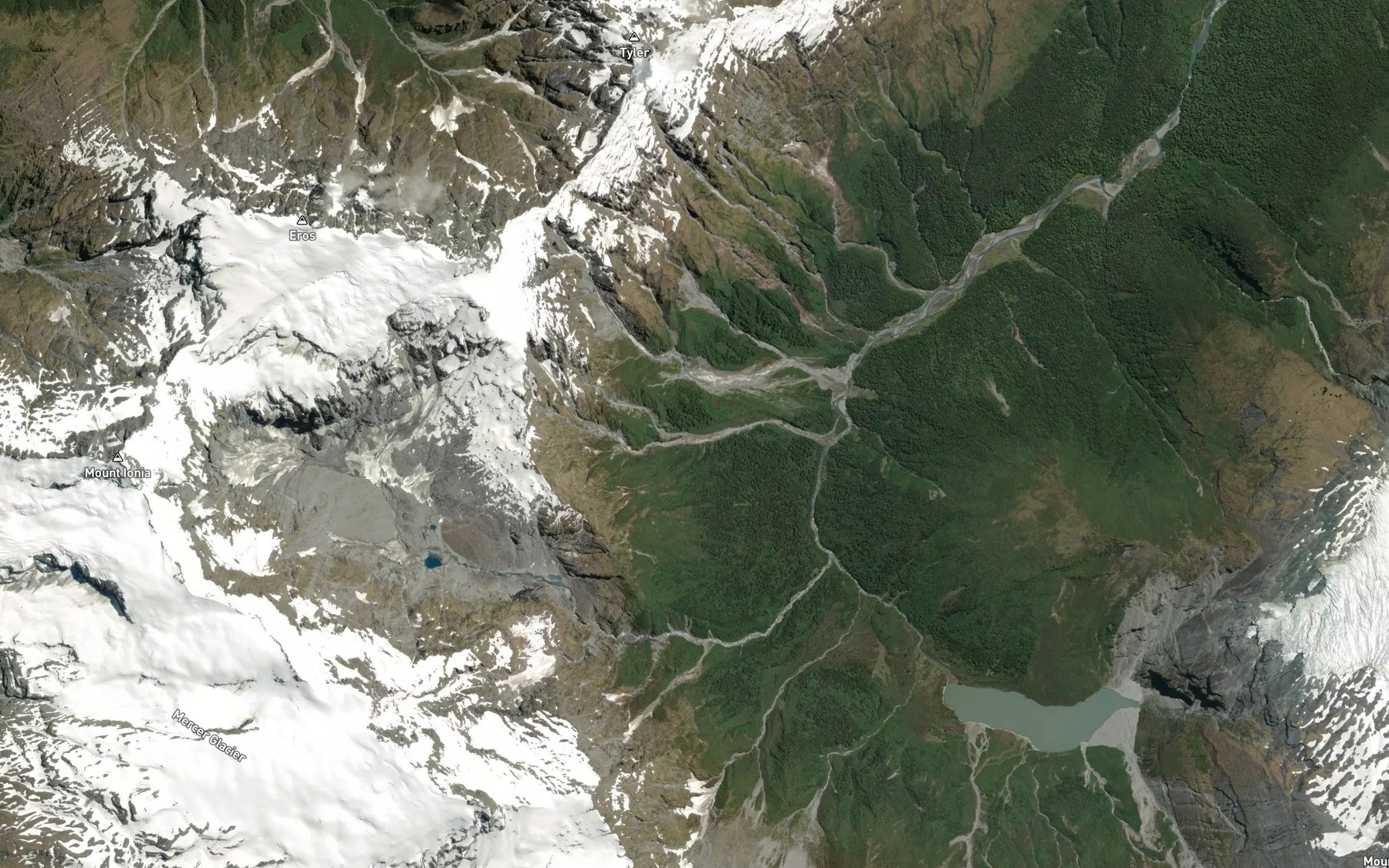 Satellite map of the Waipara River