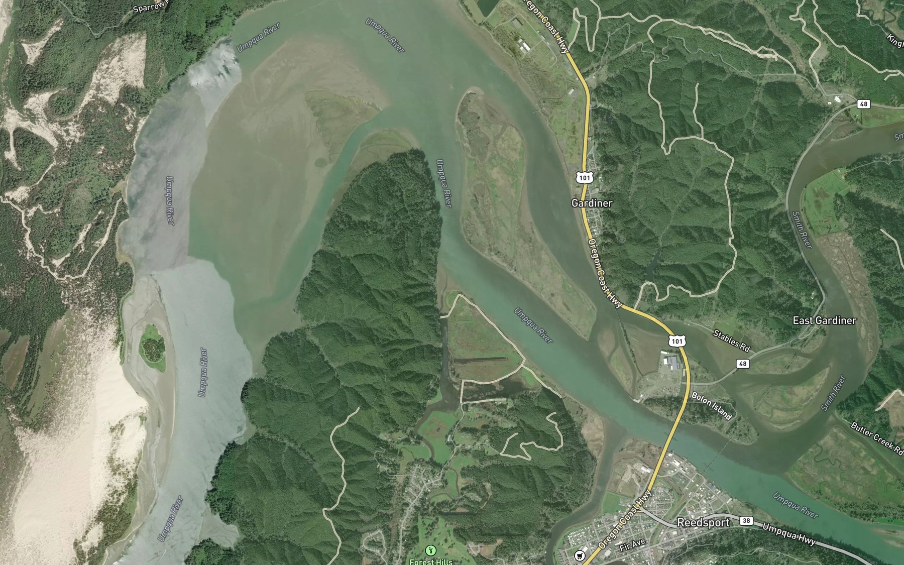 Satellite map of the Providence Creek