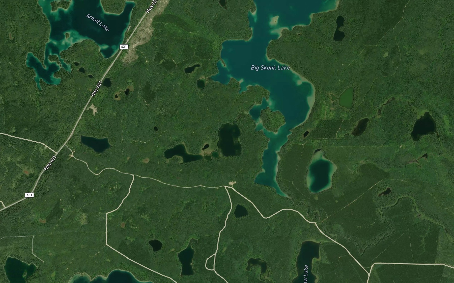 Satellite map of the Fisher Lake