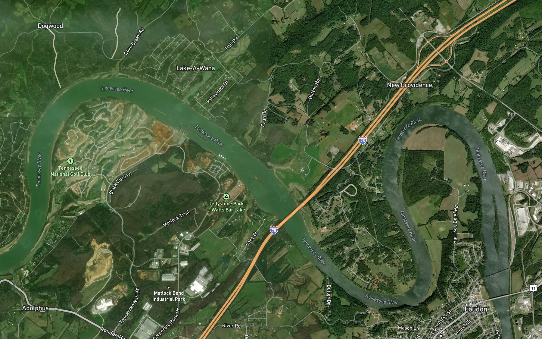 Satellite map of the Ray Branch