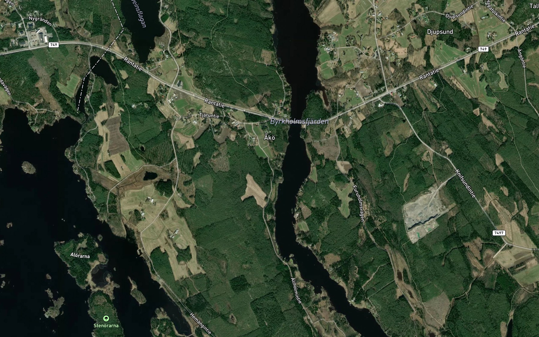 Satellite map of the Bysundet