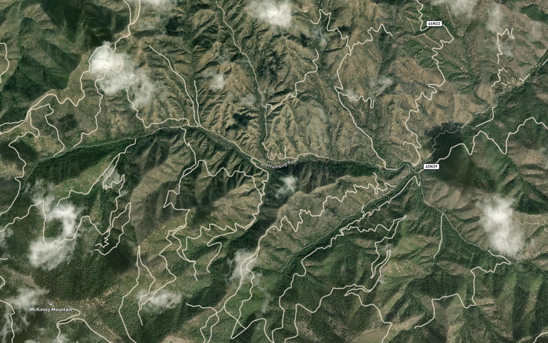 Satellite map of the Sucker Creek