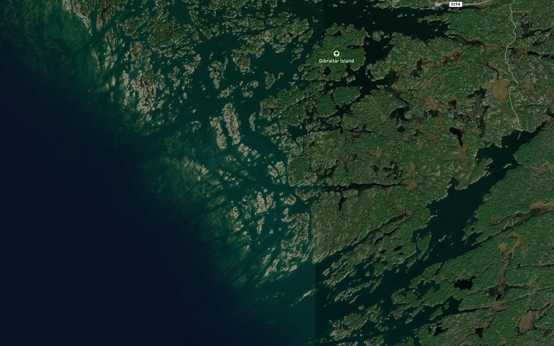 Satellite map of the Hangdog Channel