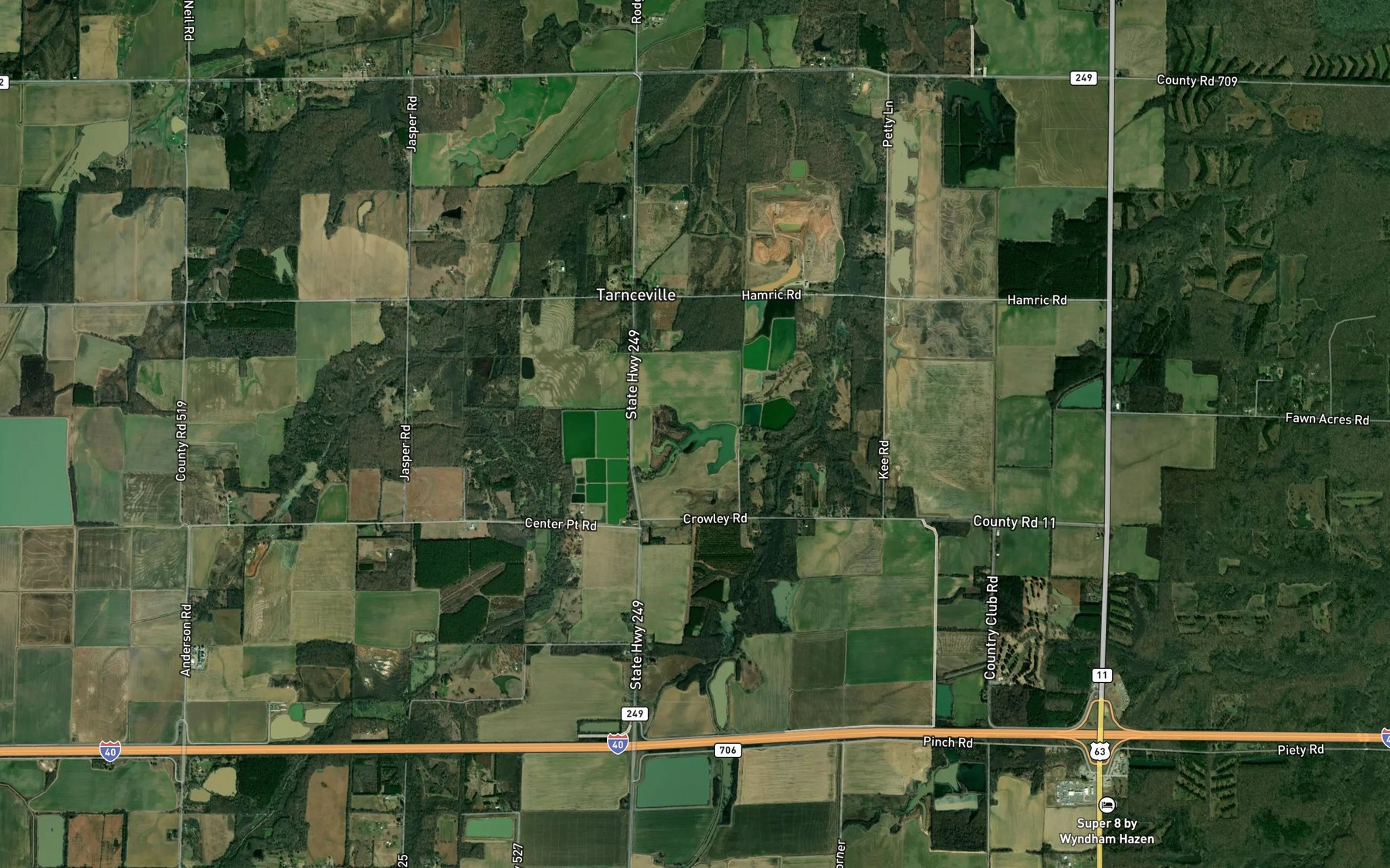 Satellite map of the Floyds Reservoir
