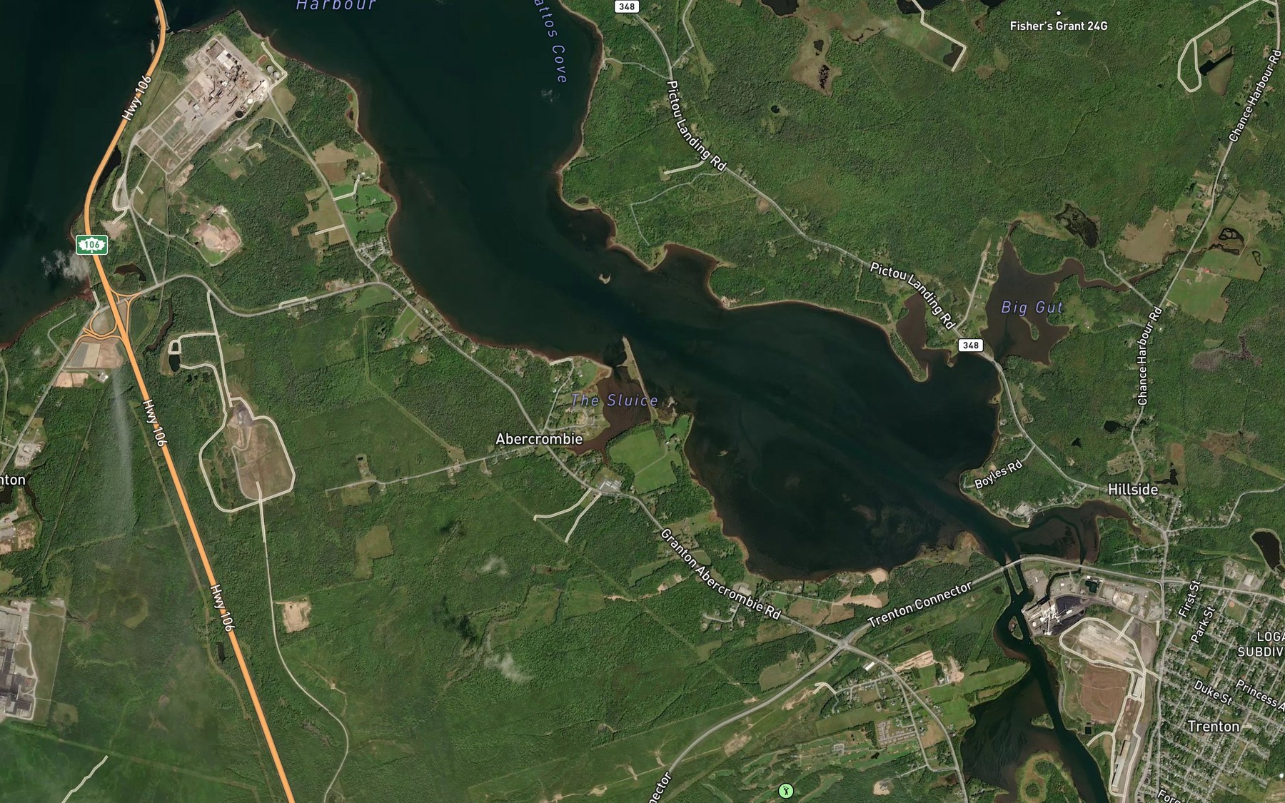 Satellite map of the Bore Hole Brook