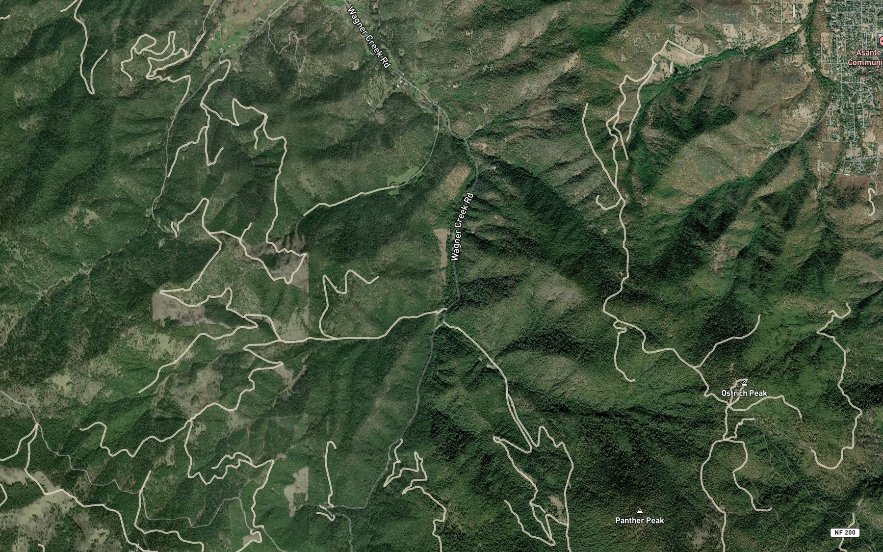 Satellite map of the Arrastra Creek