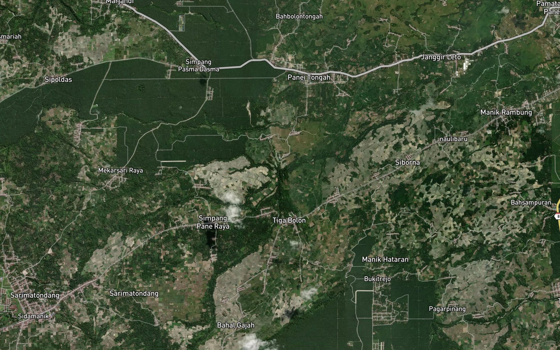 Satellite map of the Bah Silanggang