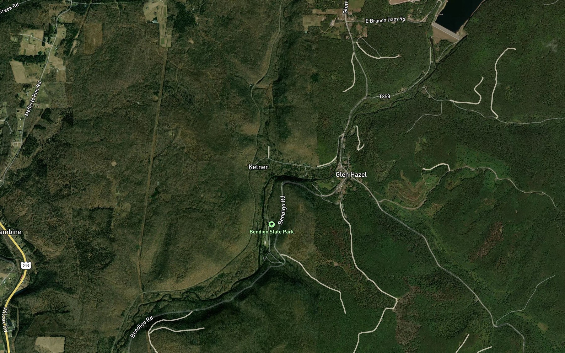 Satellite map of the Johnson Run