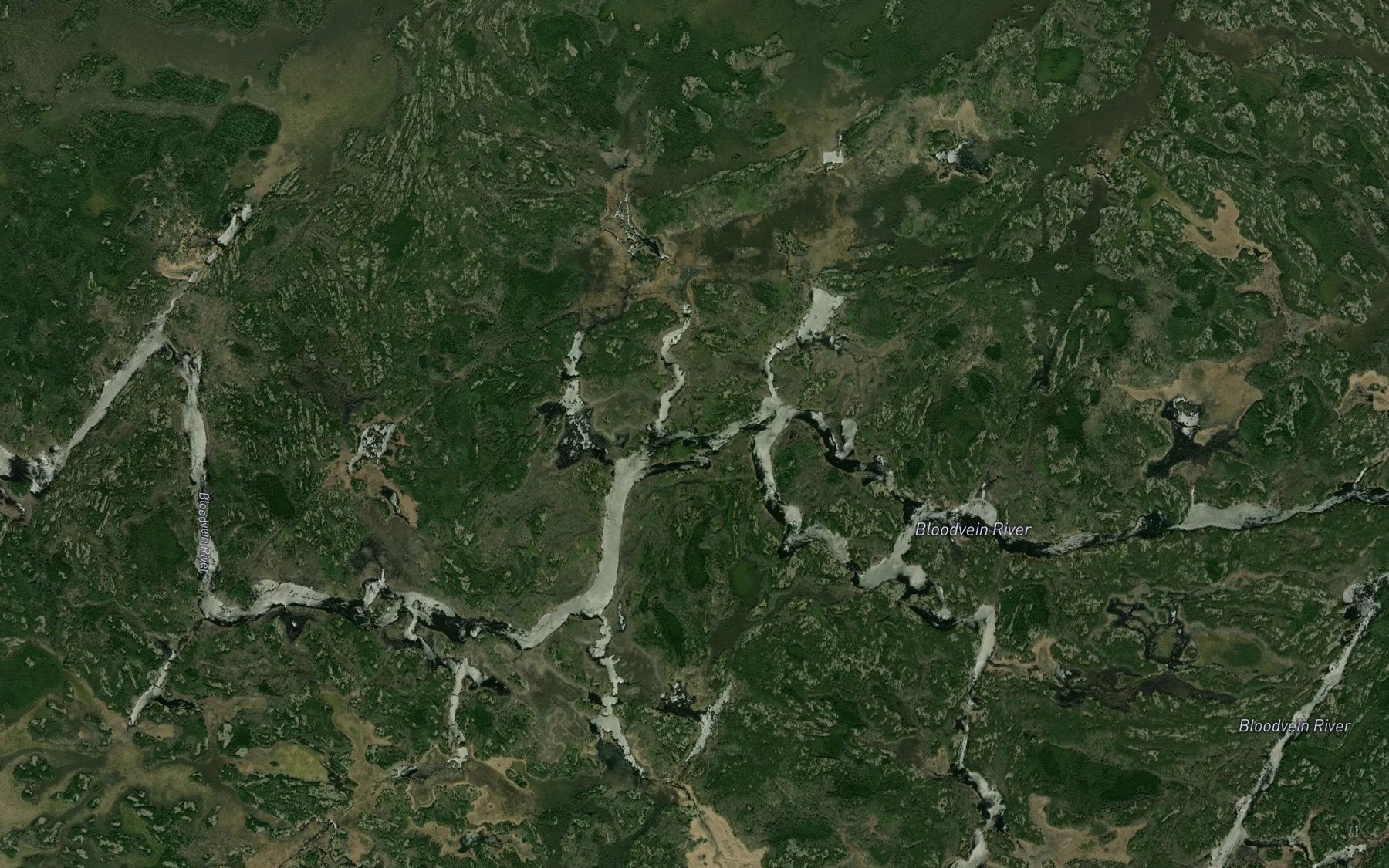 Satellite map of the Kaokonapeekeekewonk Rapids