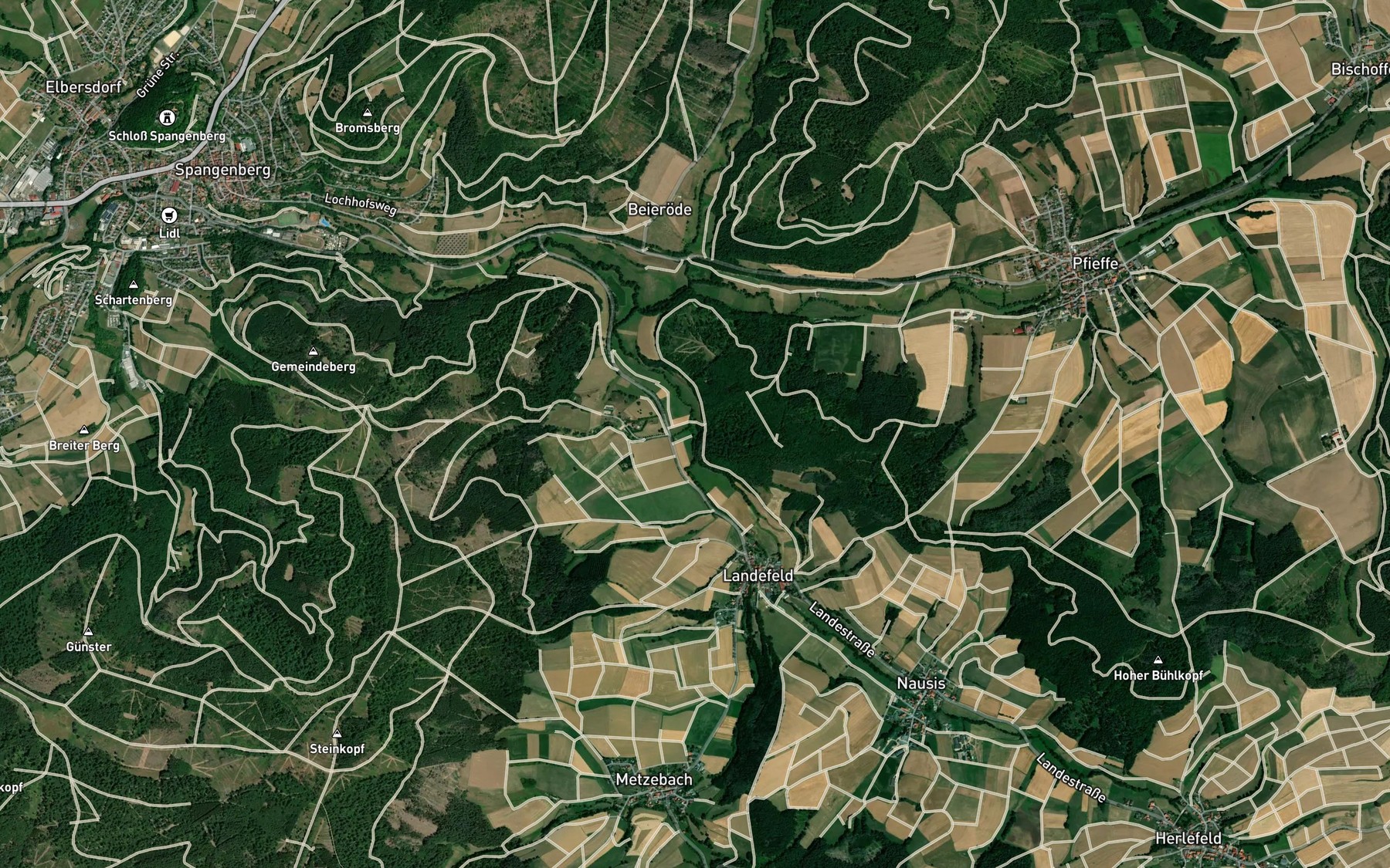 Satellite map of the Landebach