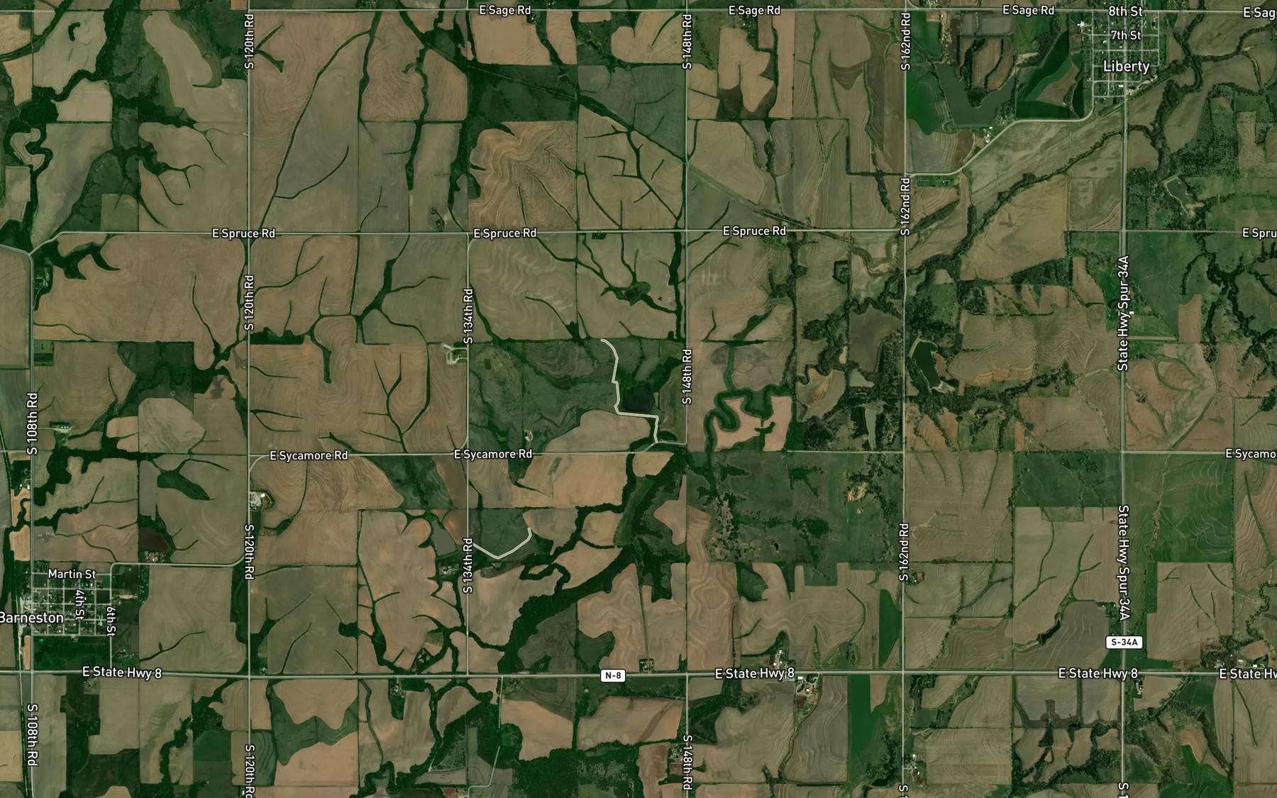 Satellite map of the Plum Creek Reservoir 2-D