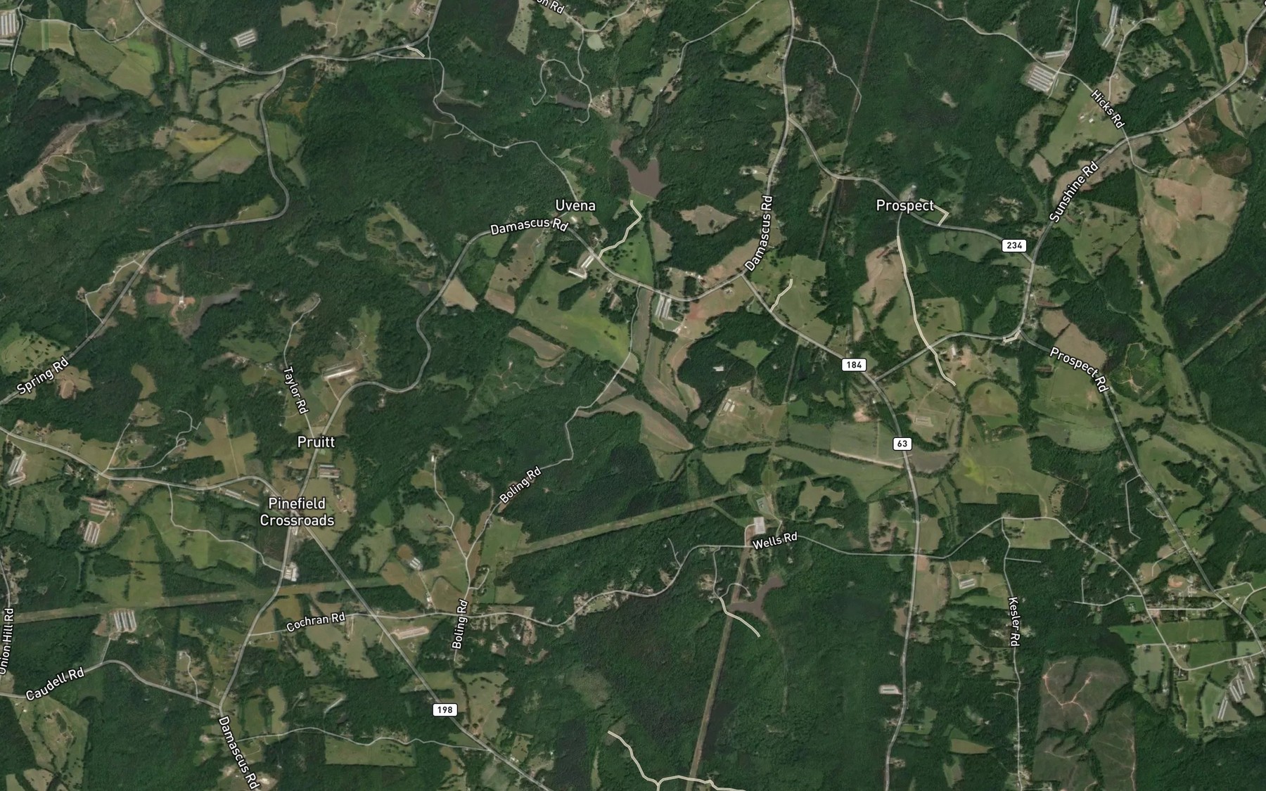 Satellite map of the Mill Creek