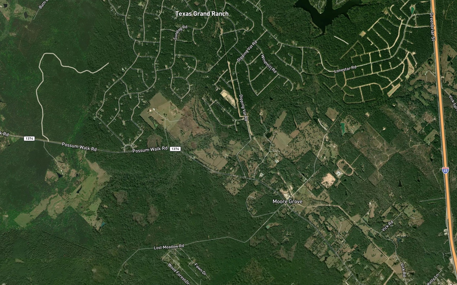 Satellite map of the Plum Creek