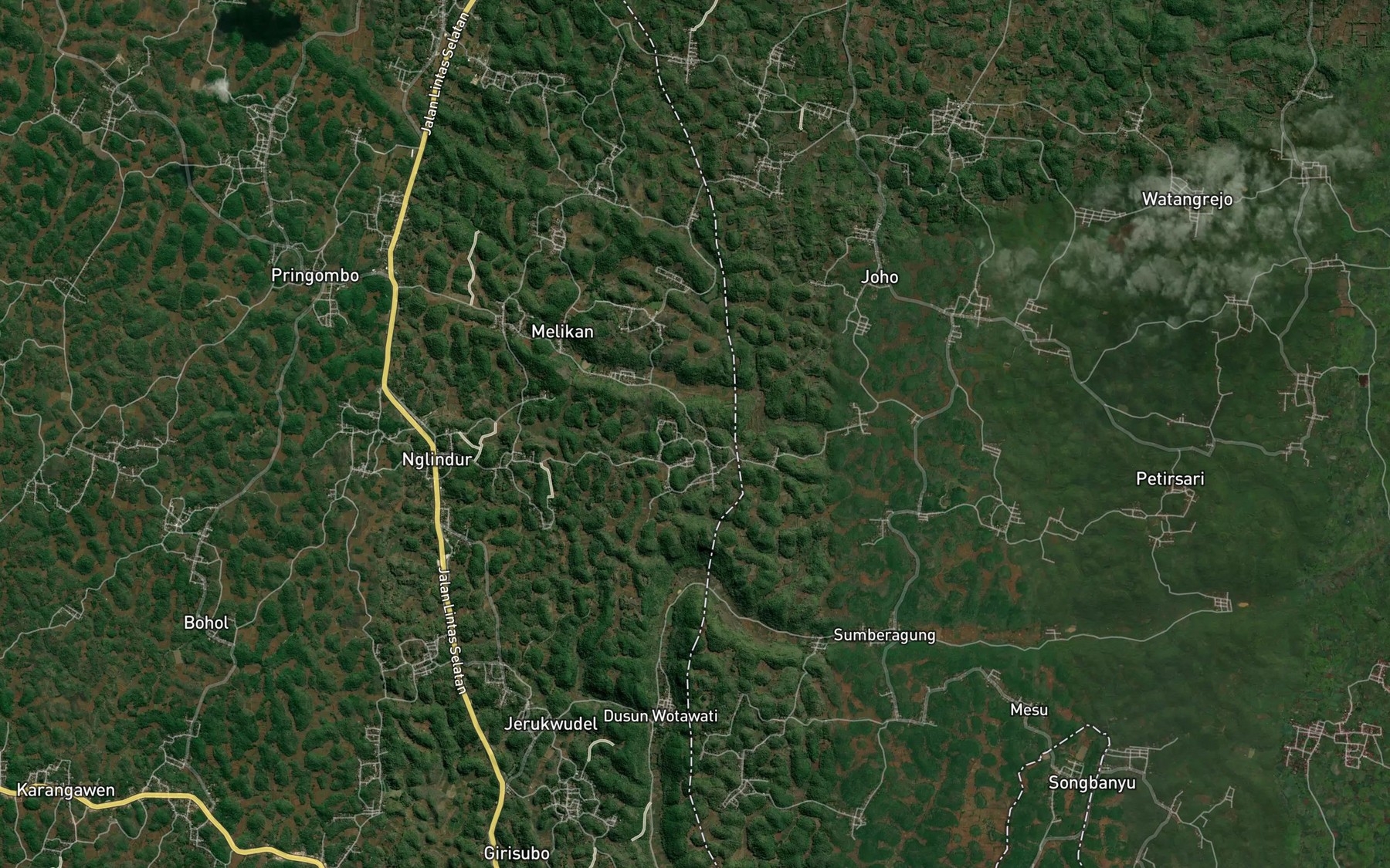 Satellite map of the Telaga Tengger