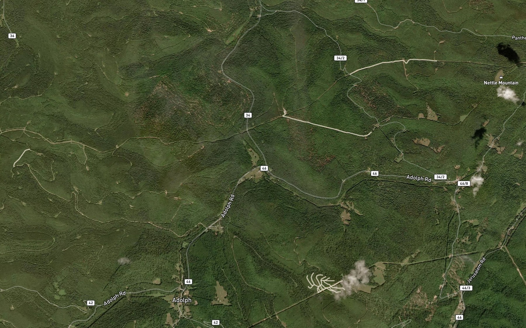 Satellite map of the Laurel Branch