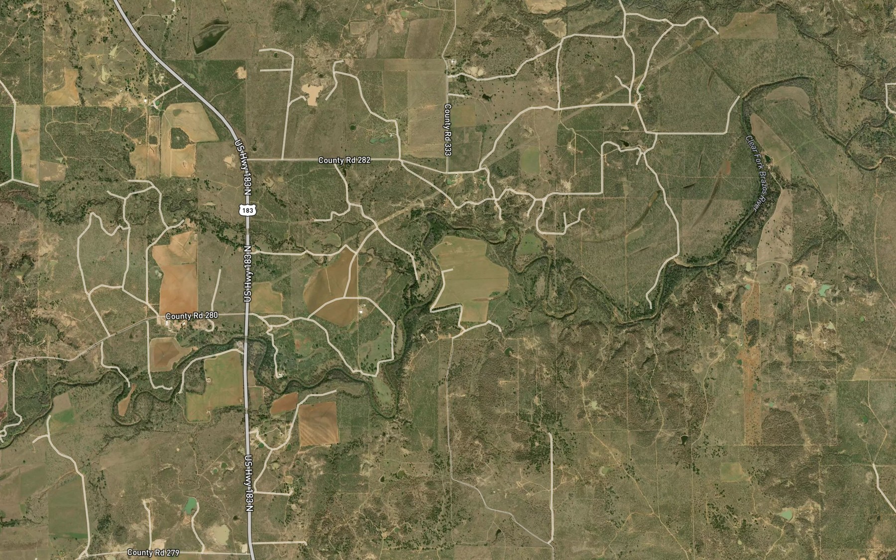 Satellite map of the Powers Reservoir
