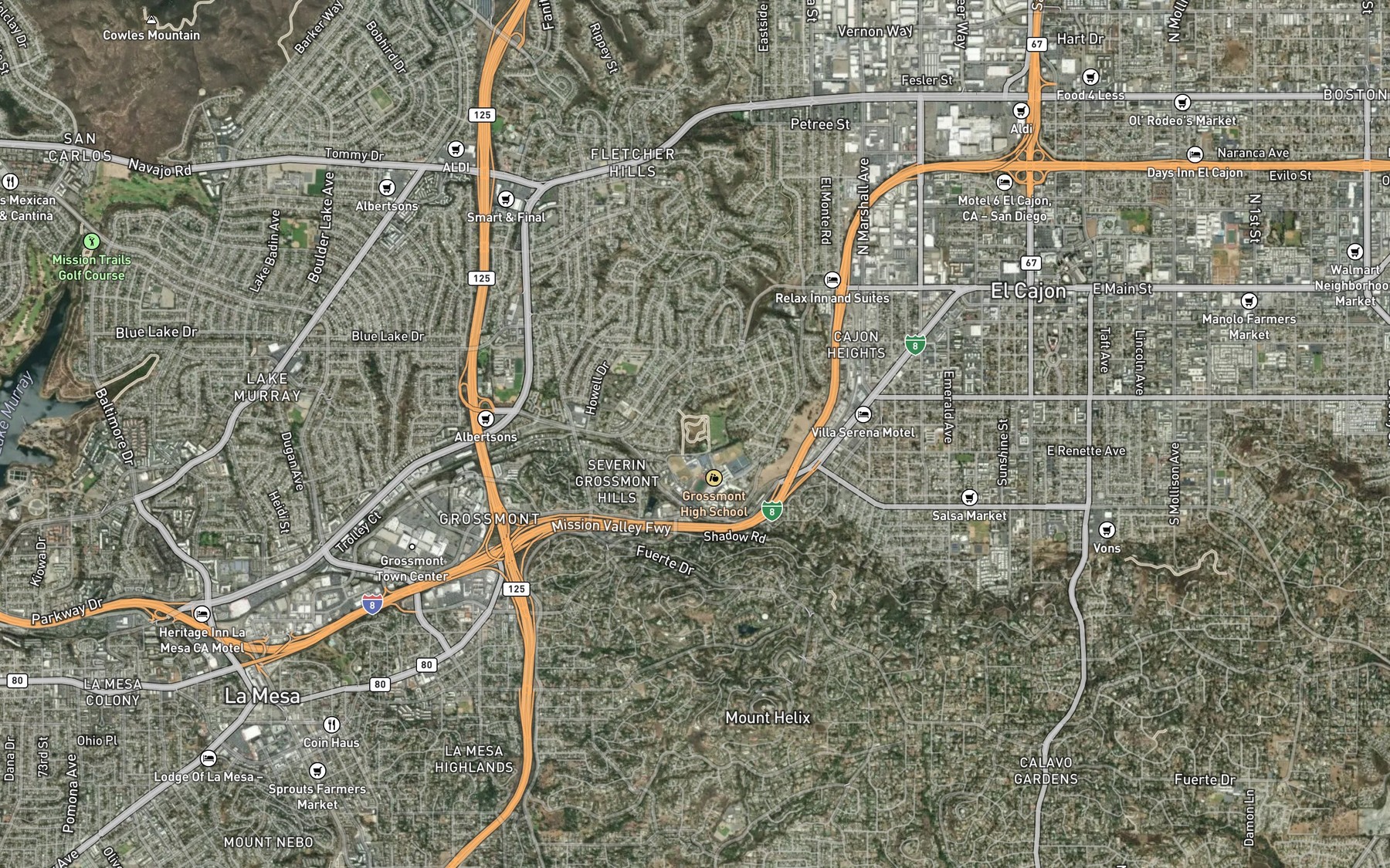 Satellite map of the Grassmont Reservoir