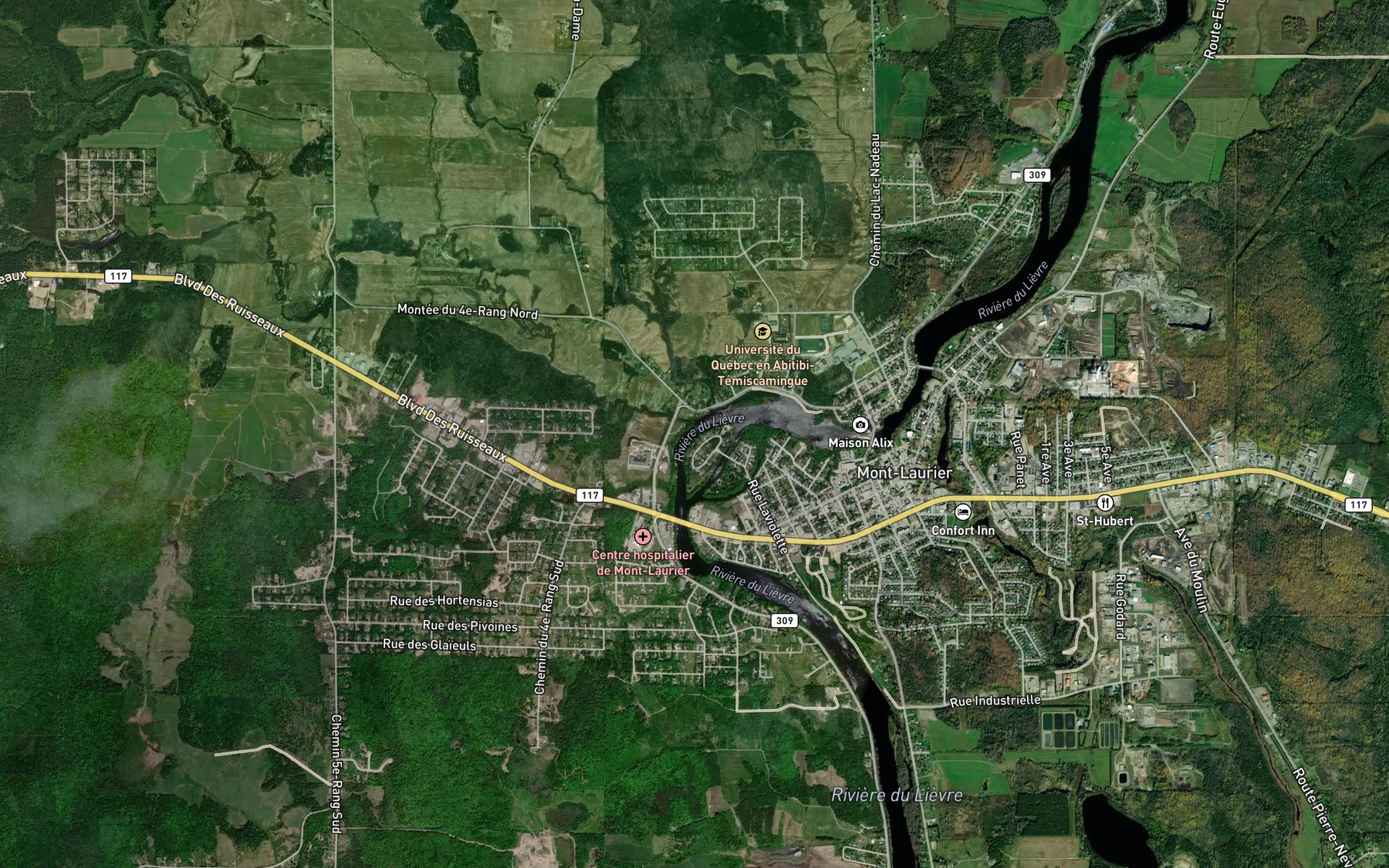 Satellite map of the Ruisseau Bush