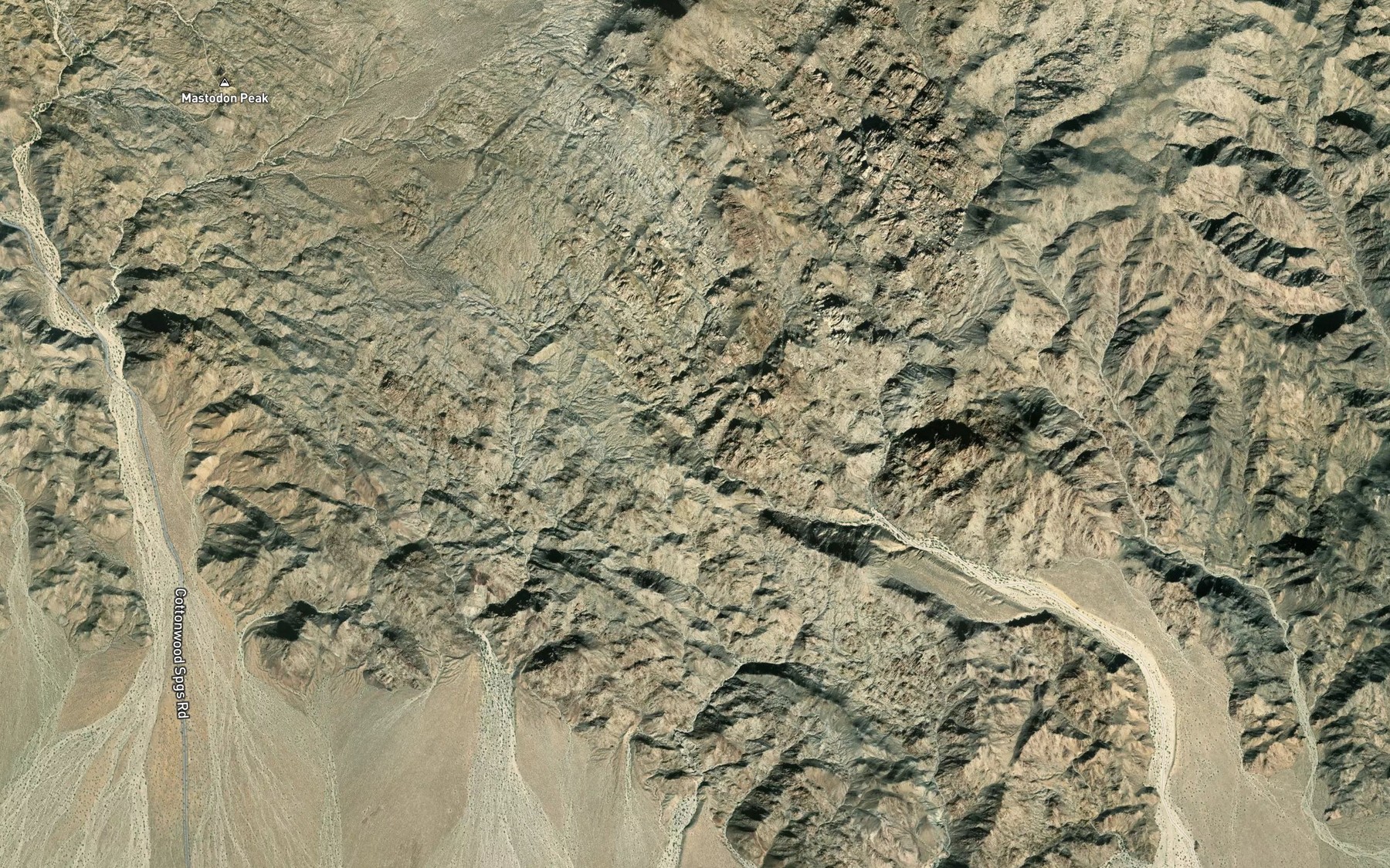 Satellite map of the Lost Palms Oasis