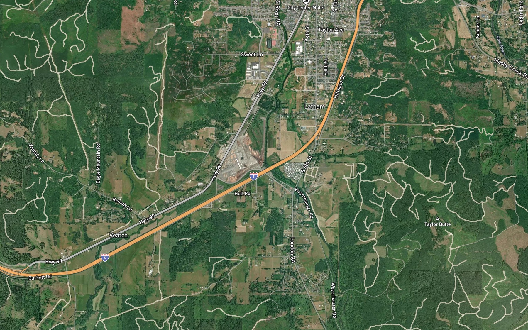 Satellite map of the Martin Creek