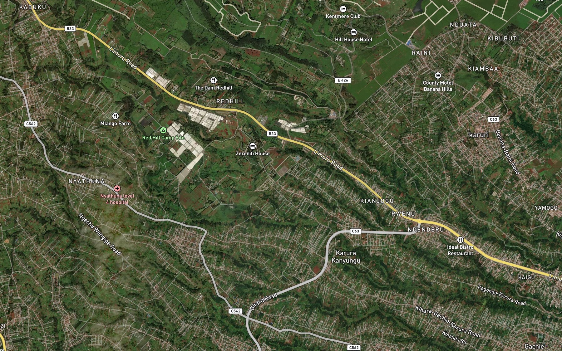 Satellite map of the Mweteta