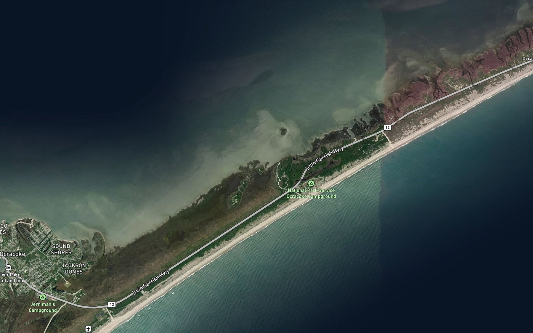 Satellite map of the Island Creek