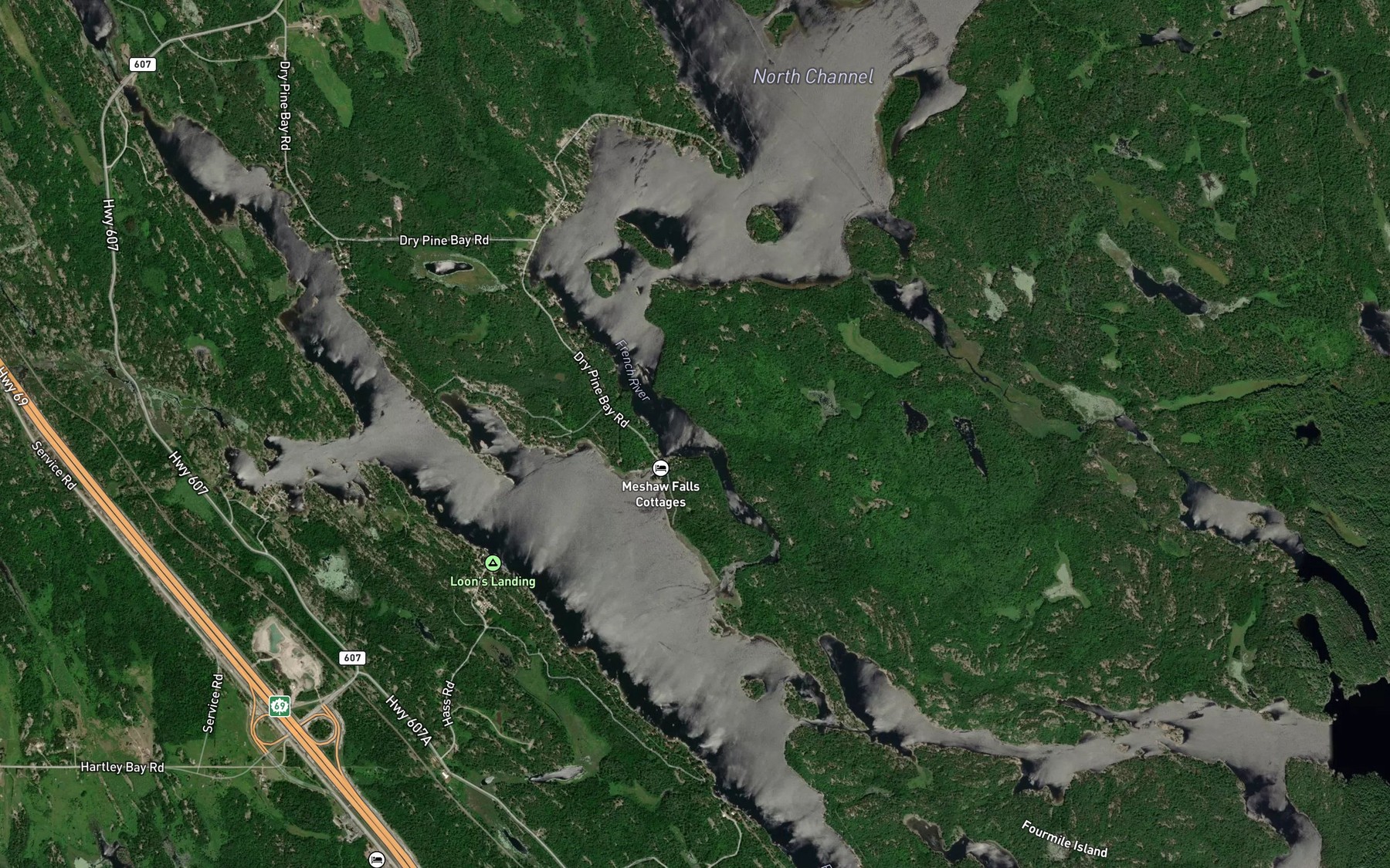 Satellite map of the Stony Rapids