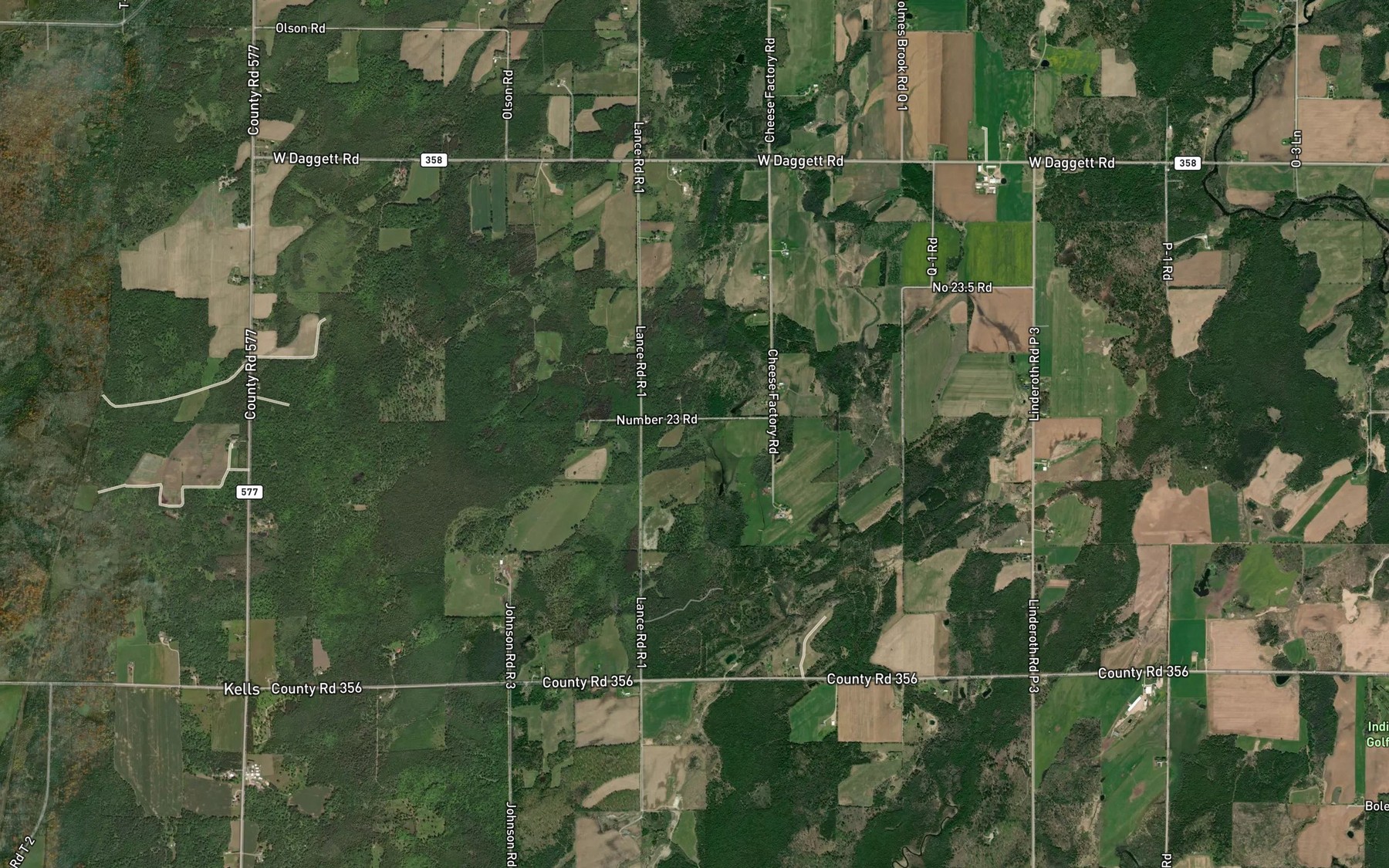 Satellite map of the Harding Creek