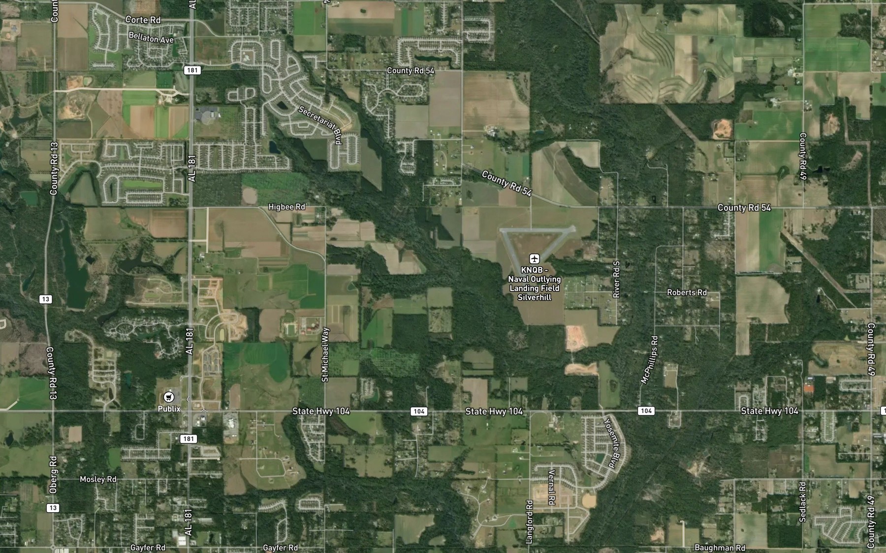 Satellite map of the Rockhead Branch