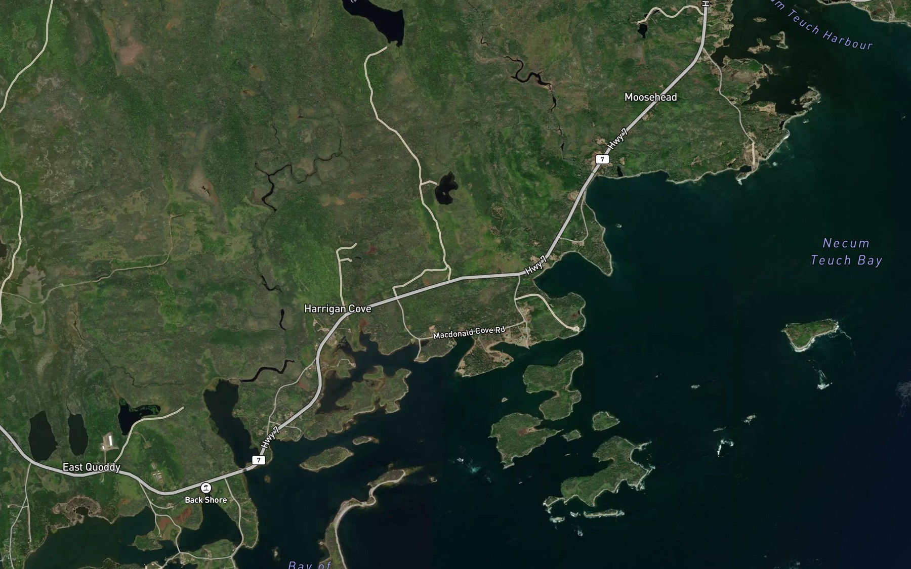 Satellite map of the MacDonalds Cove