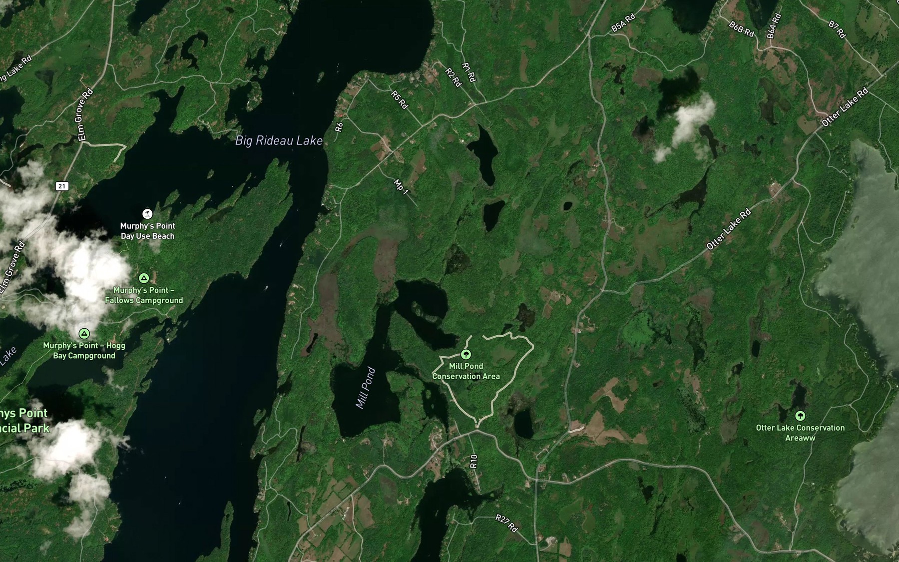 Satellite map of the Mill Pond