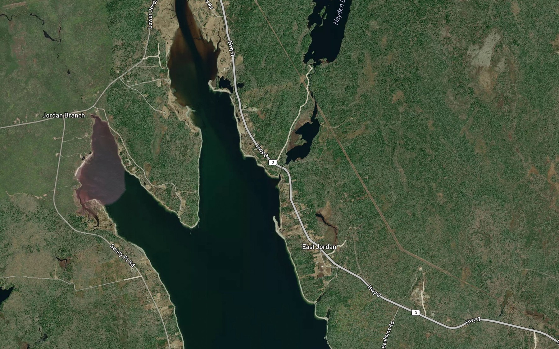 Satellite map of the Ogdens Creek