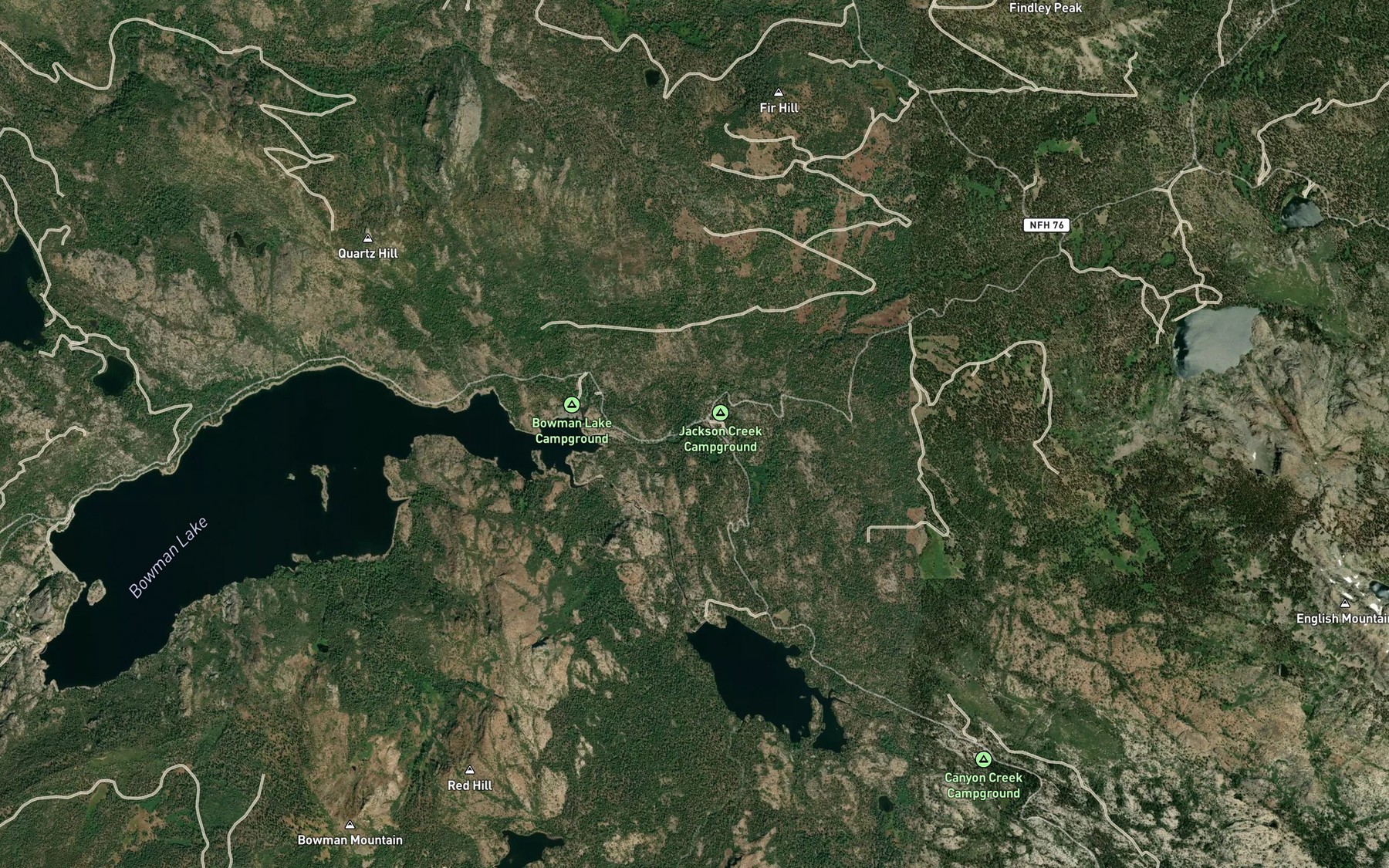 Satellite map of the Prairie Creek