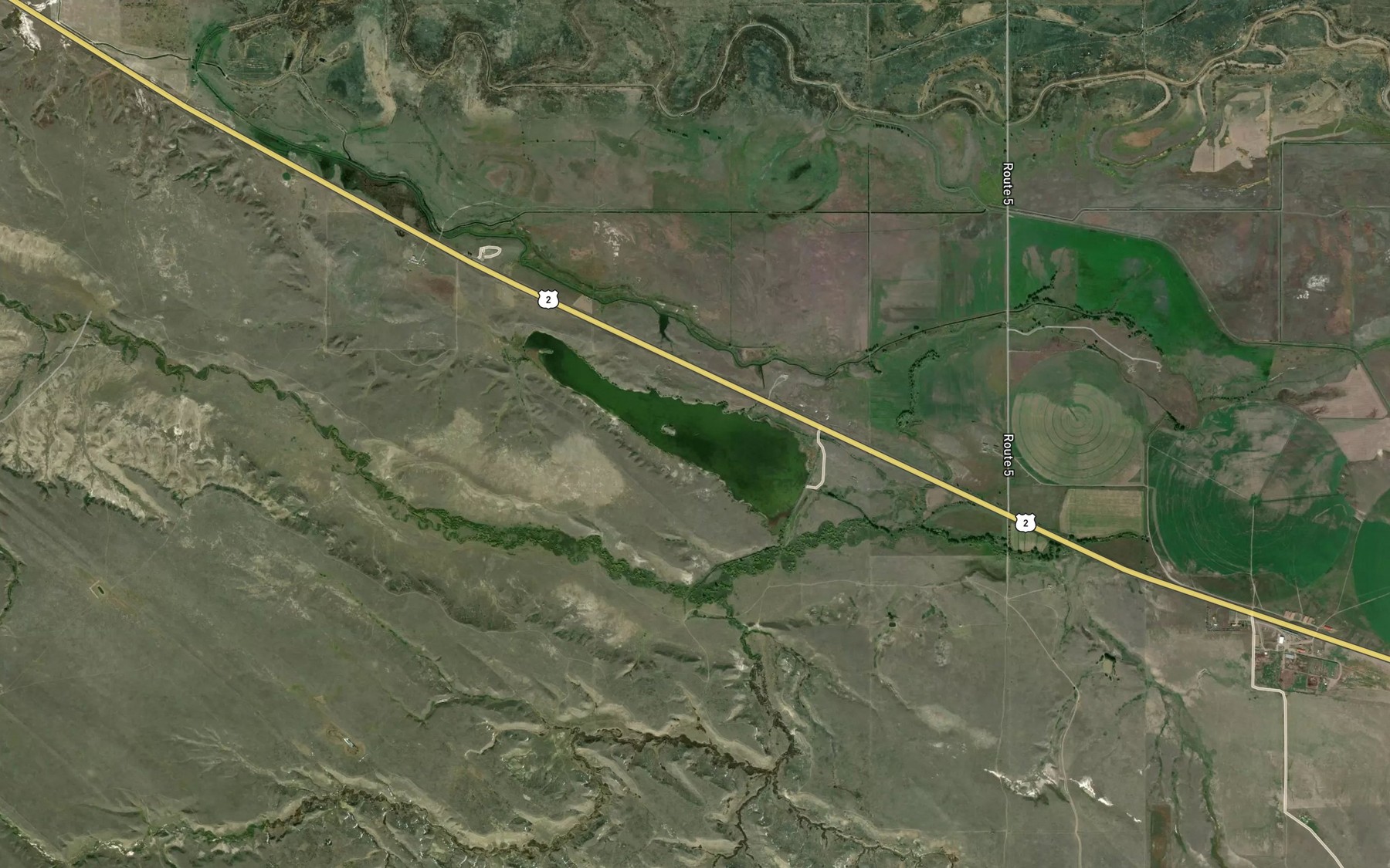 Satellite map of the Threemile Reservoir