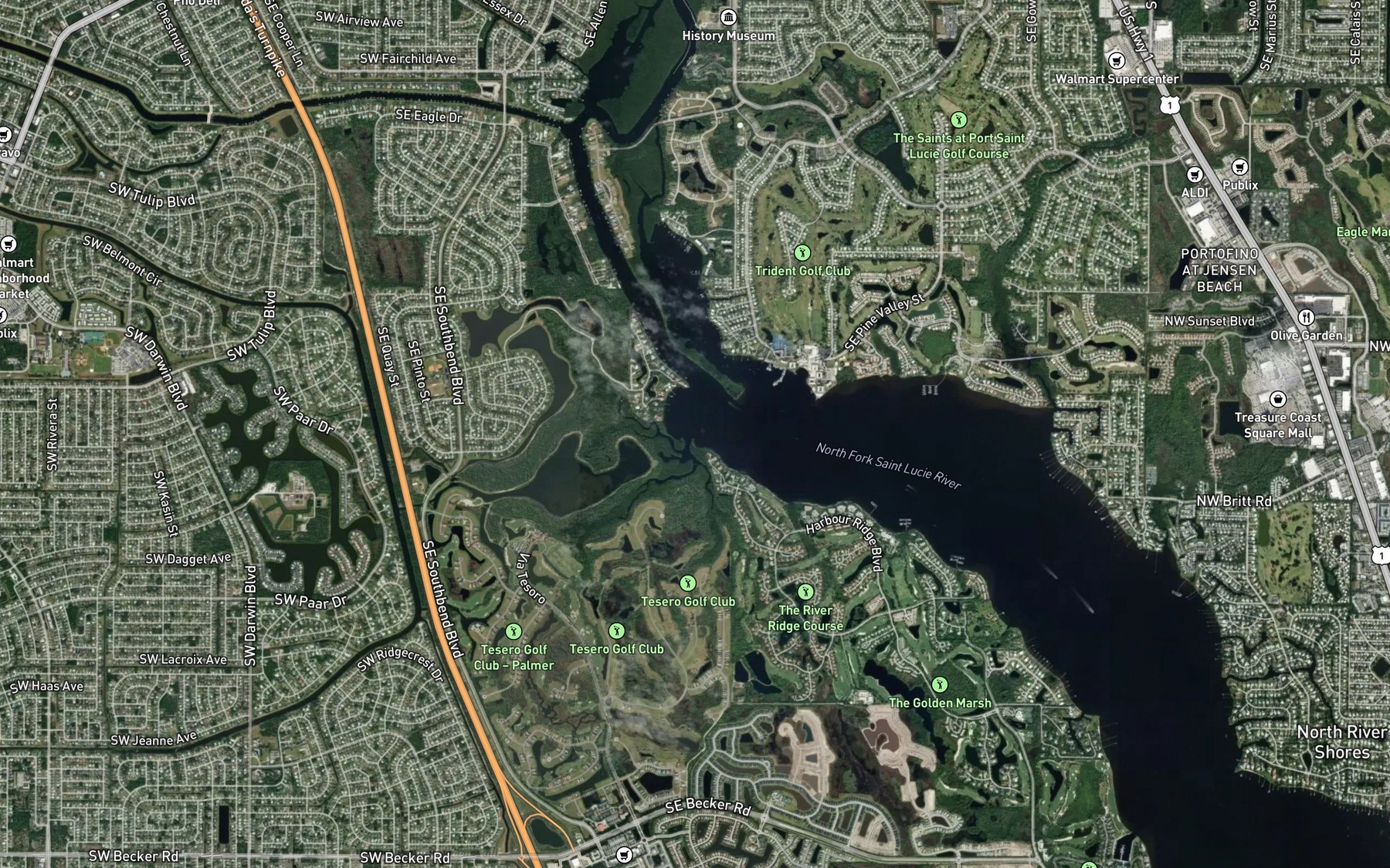 Satellite map of the Winters Creek