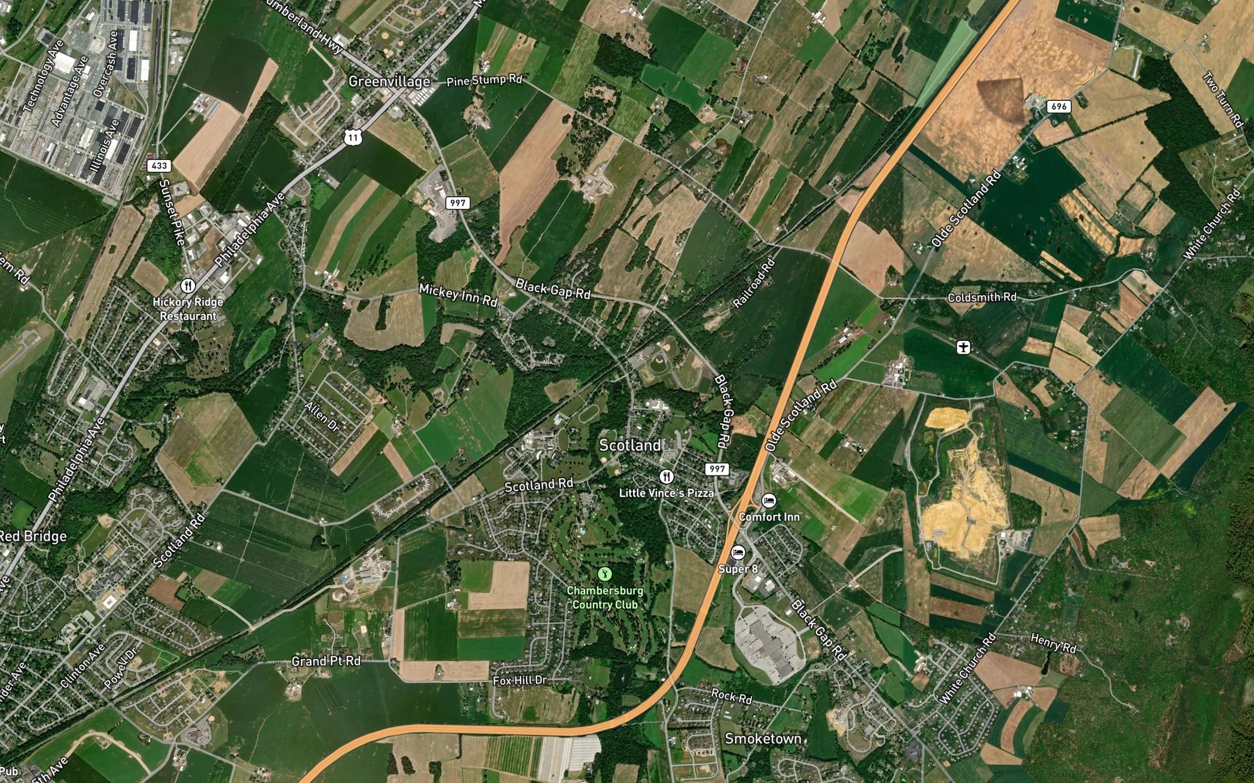 Satellite map of the Mountain Run