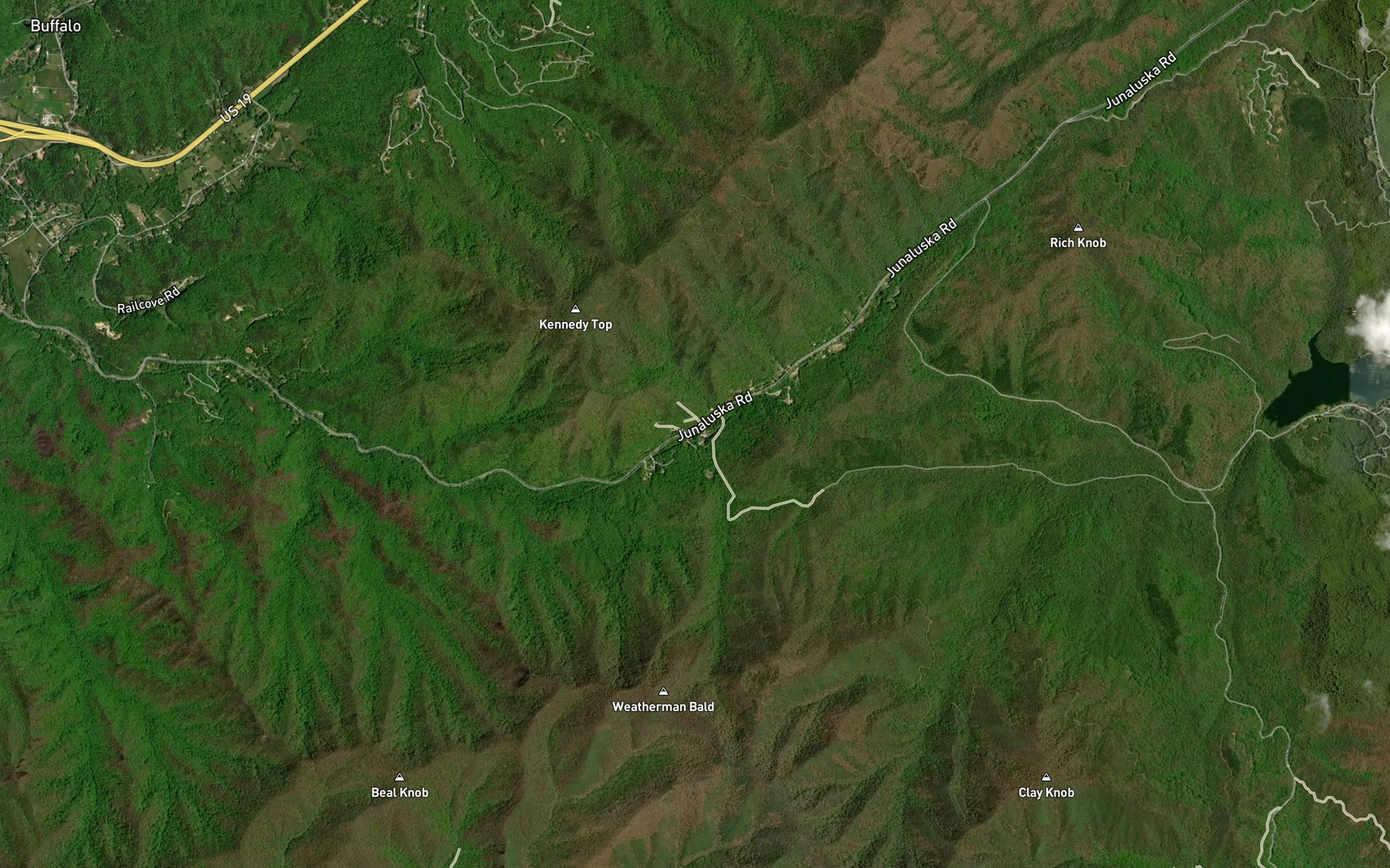 Satellite map of the Hicks Branch
