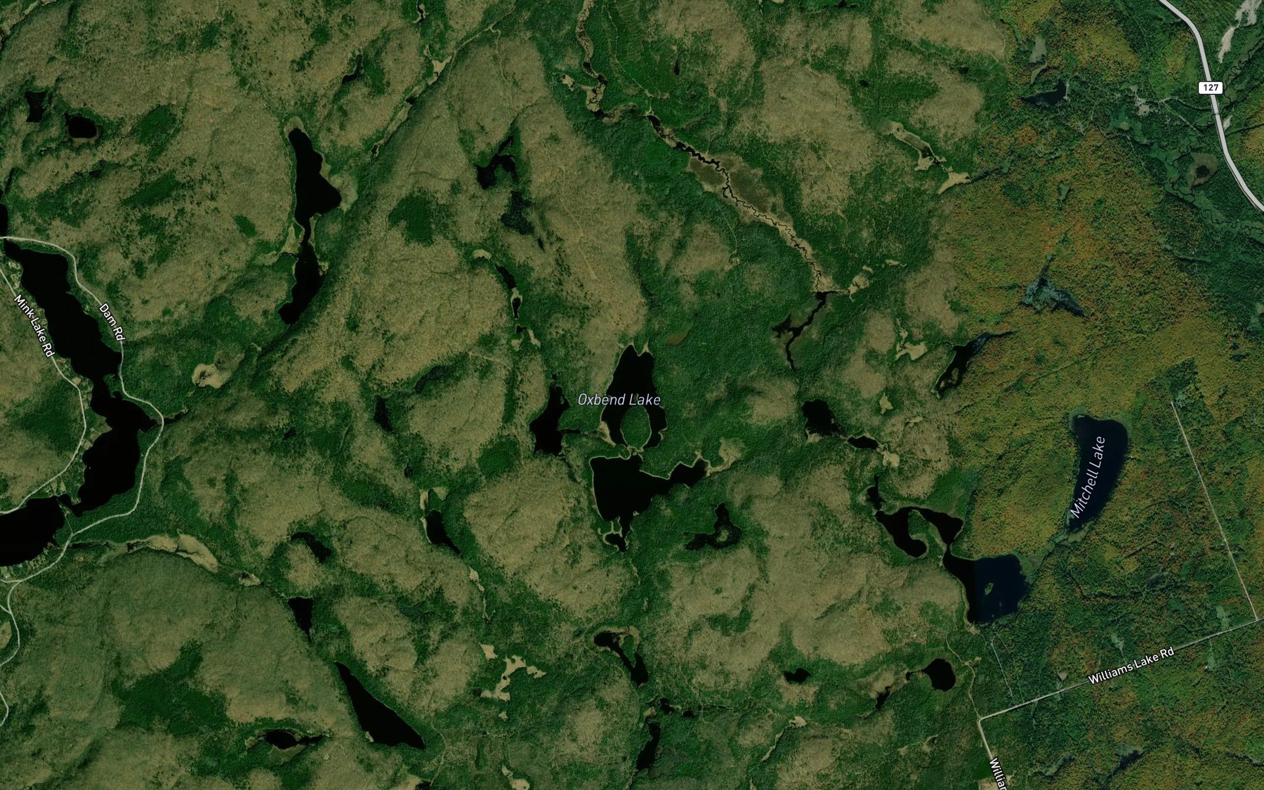 Satellite map of the Oxbend Lake