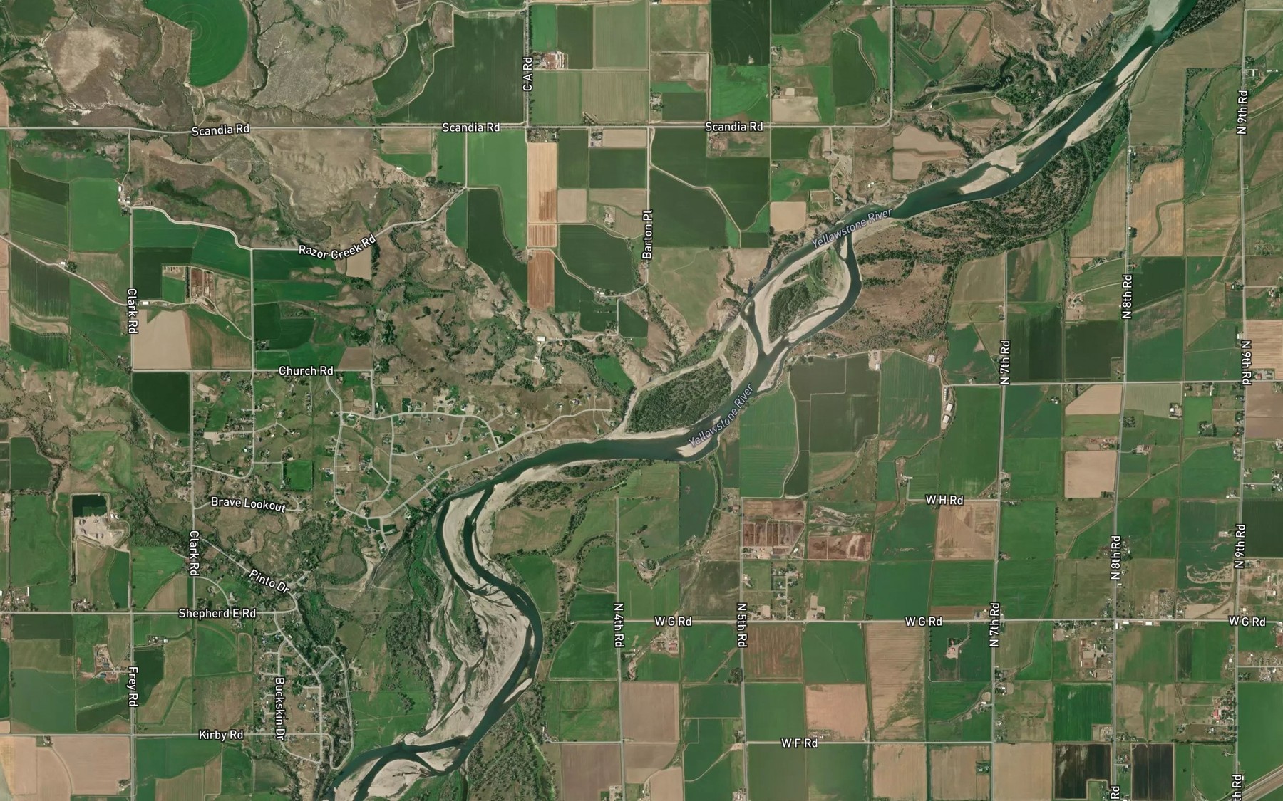 Satellite map of the Razor Creek