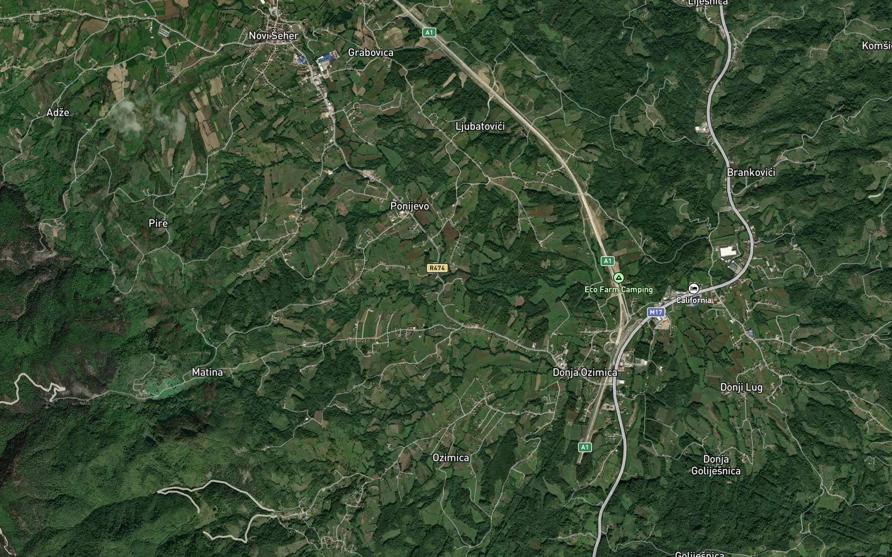 Satellite map of the Matinska Rijeka
