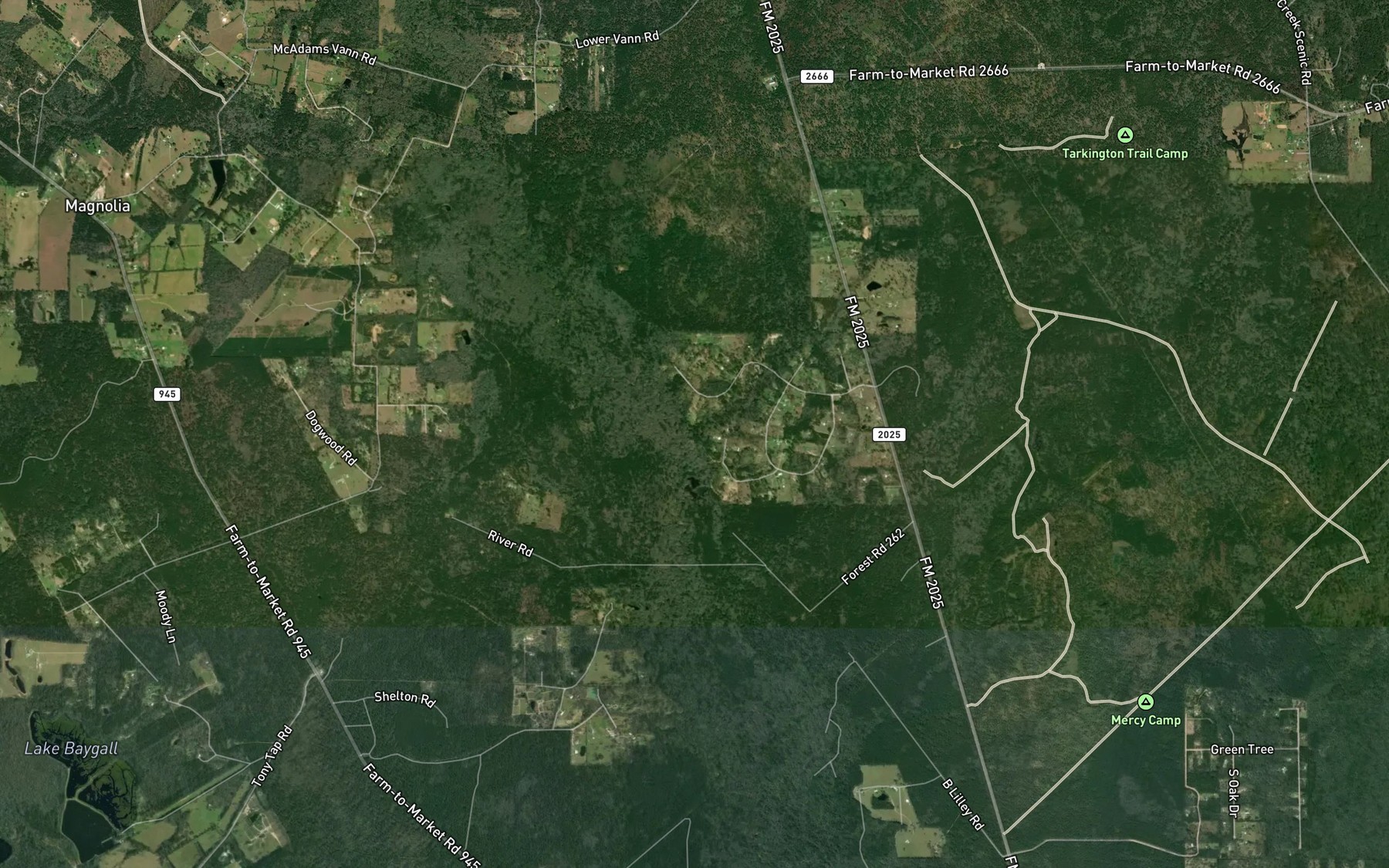 Satellite map of the Hickman Branch