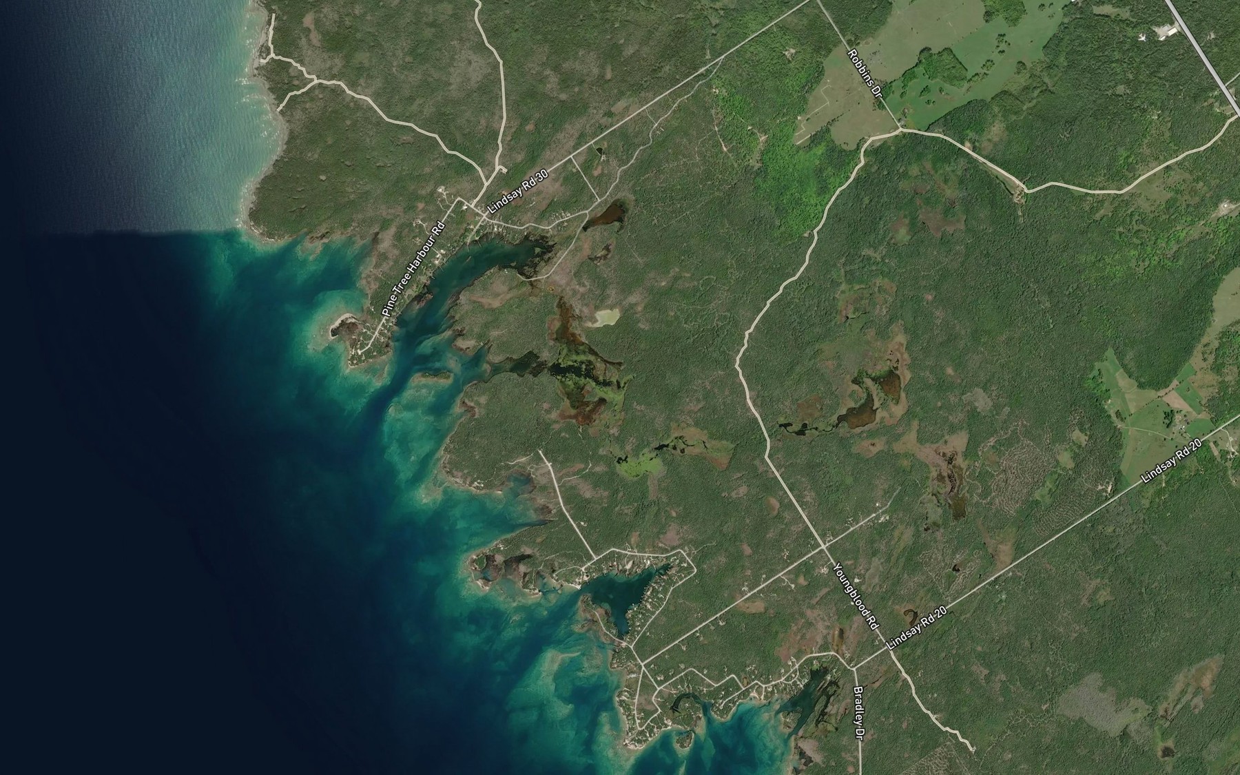 Satellite map of the Sadler Creek