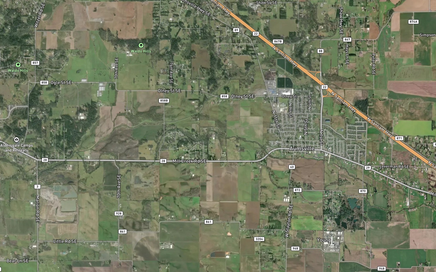 Satellite map of the Porter Creek