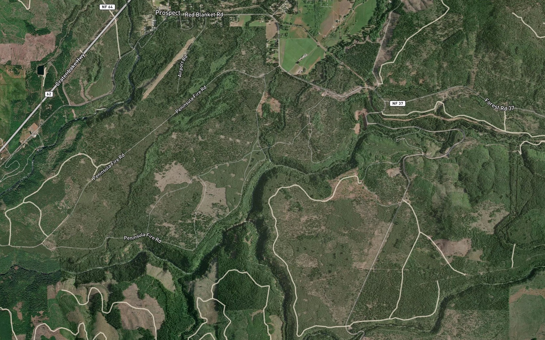 Satellite map of the Red Blanket Creek