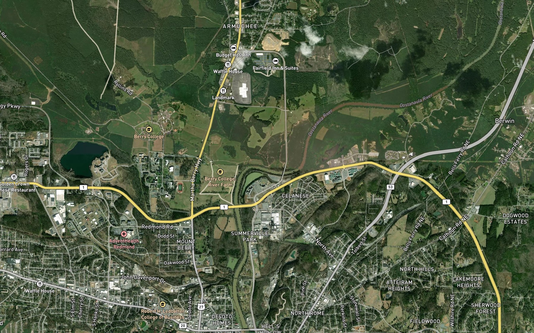 Satellite map of the Big Dry Creek