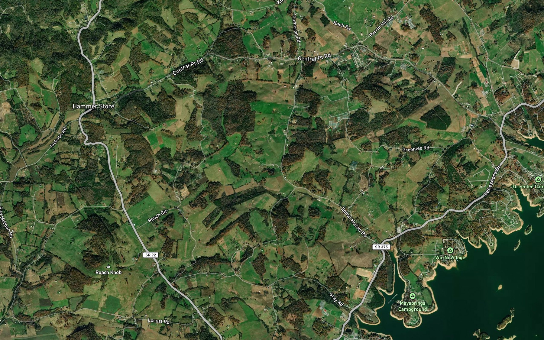 Satellite map of the Cave Pond