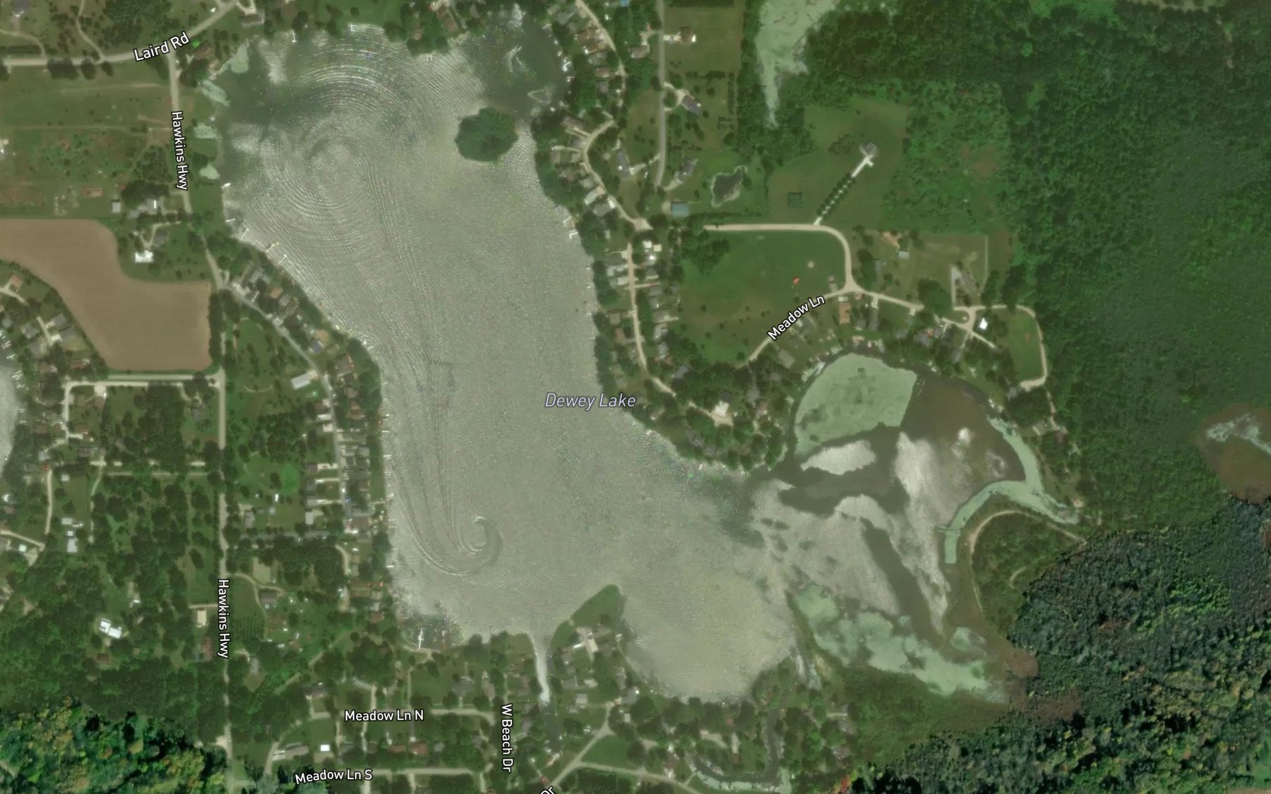 Satellite map of the Dewey Lake